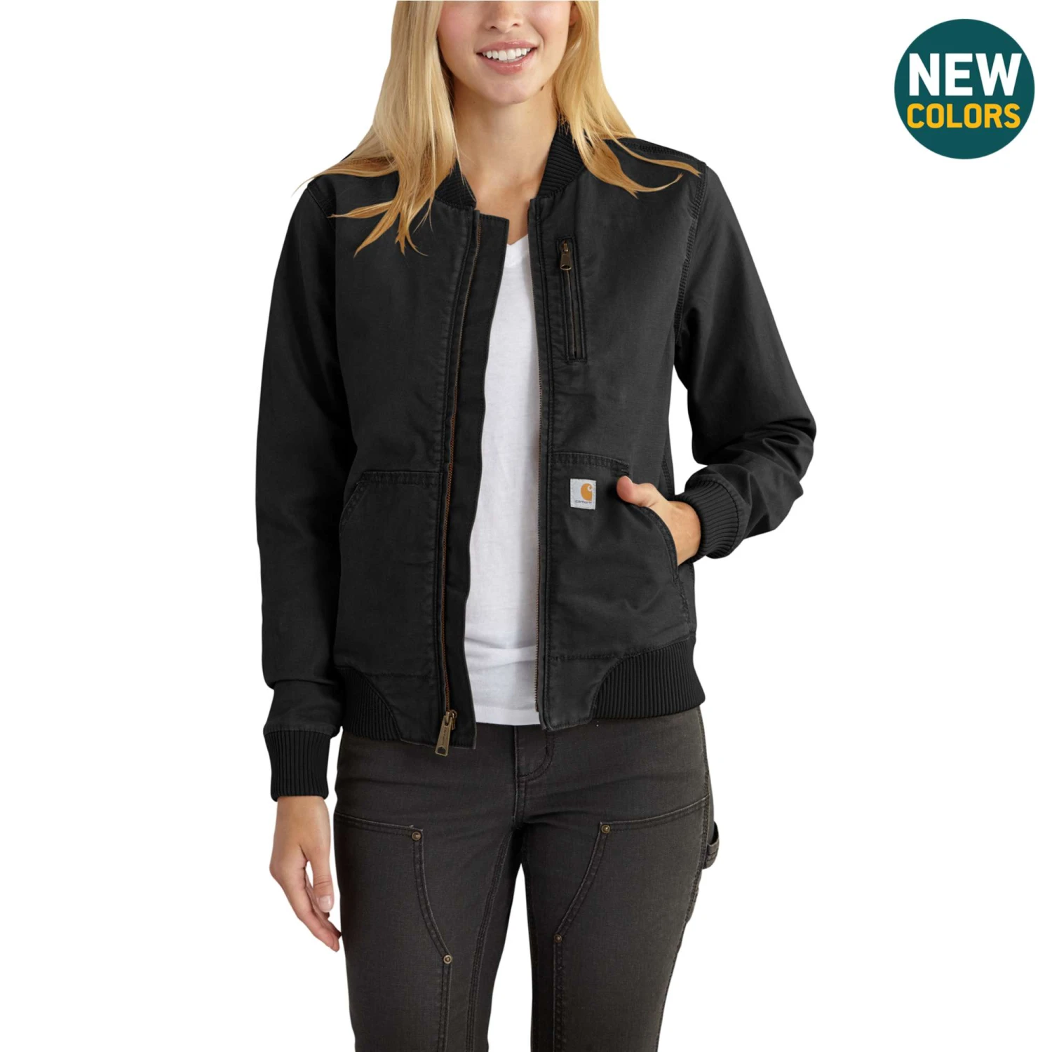 Carhartt Jacket: Women's 102524 001 Black Crawford Bomber Jacket 1 Carhartt Jacket: Women's 102524 001 Black Crawford Bomber Jacket