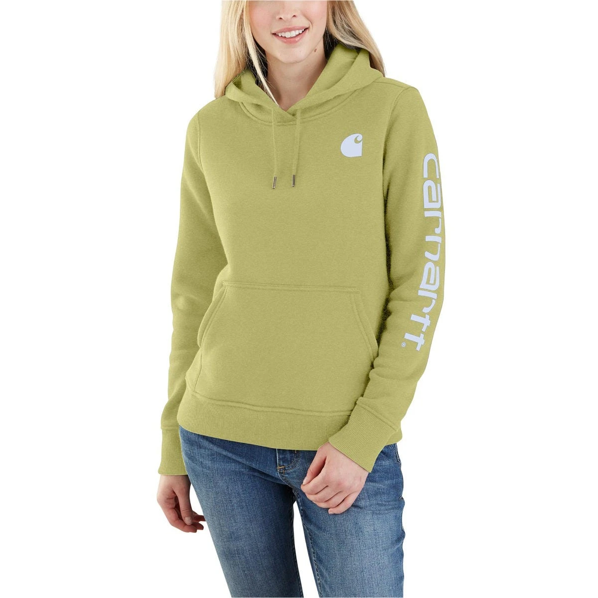 Carhartt Sweatshirts: Women's 102791 GB9 Green Olive Heather Graphic Clarksburg Pullover Hoodie 1 Carhartt Sweatshirts: Women's 102791 GB9 Green Olive Heather Graphic Clarksburg Pullover Hoodie