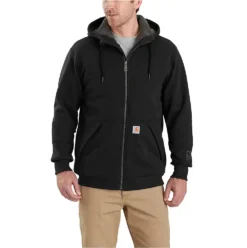 Carhartt Sweatshirt: Men's 103308 001 Black Rain Defender Sherpa-Lined Full-Zip Sweatshirt