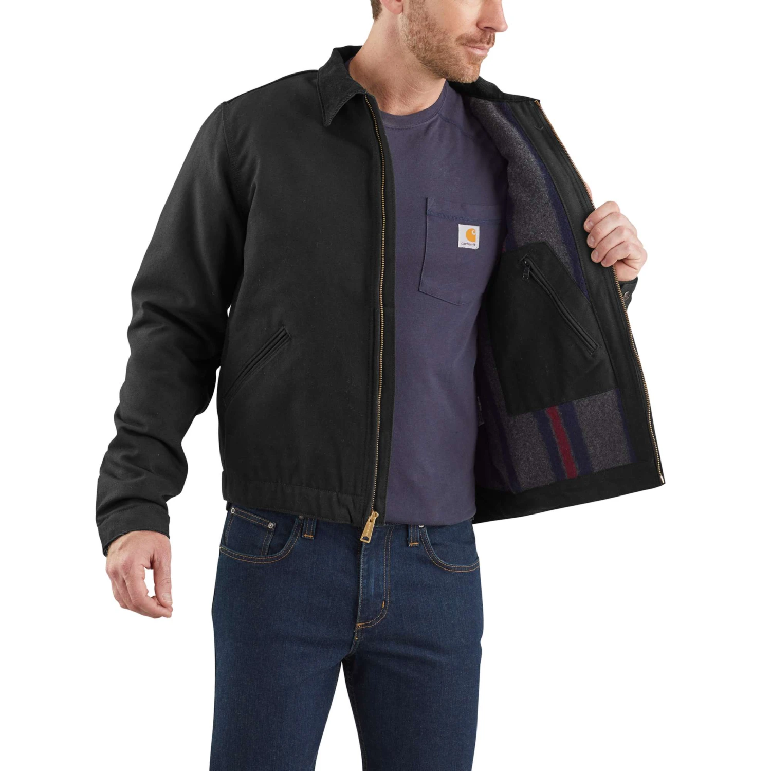 Carhartt Jackets: Men's 103828 BLK Black Blanket Lined Relaxed Fit Detroit Jacket 4 Carhartt Jackets: Men's 103828 BLK Black Blanket Lined Relaxed Fit Detroit Jacket - Image 4