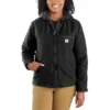 Carhartt Jacket: Women's 104292 BLK Black Duck Sherpa Lined Washed Jacket
