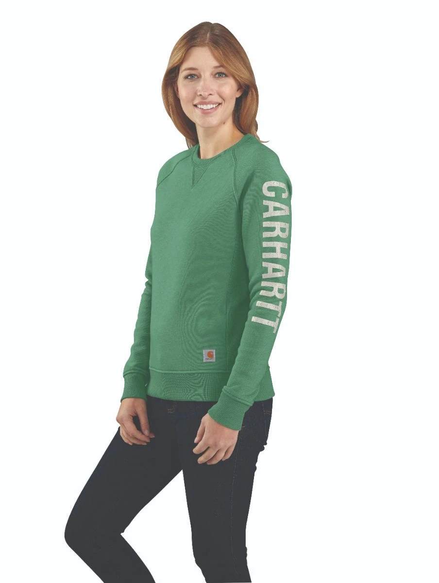 Carhartt Sweatshirts: Women's 104410 G59 Boreal Heather Crewneck Relaxed Fit Graphic Sweatshirt 2 Carhartt Sweatshirts: Women's 104410 G59 Boreal Heather Crewneck Relaxed Fit Graphic Sweatshirt - Image 2