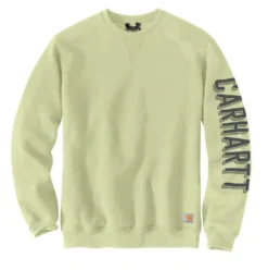 Carhartt Sweatshirts: Men's 104904 G68 Pastel Lime Crewneck Midweight Loose Fit Sleeve Graphic Sweatshirt