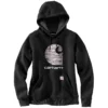 Carhartt Sweatshirts: Women's 105636 BLK Black Rain Defender Relaxed Fit “C” Logo Graphic Sweatshirt