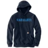 Carhartt Sweatshirts: Men's 105944 472 New Navy Rain Defender Loose Fit Logo Graphic Sweatshirt