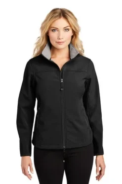 Port Authority Jackets: Women's L790 BLK Black Chrome Glacier Soft Shell Jacket