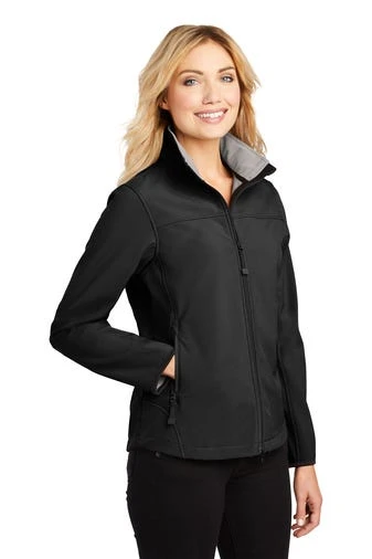 Port Authority Jackets: Women's L790 BLK Black Chrome Glacier Soft Shell Jacket 2 Port Authority Jackets: Women's L790 BLK Black Chrome Glacier Soft Shell Jacket - Image 2