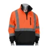 PIP Jackets: Men's 323 1330B OR Hi-Vis Orange ANSI Type R Class 3 Quarter-Zip Pullover Sweatshirt