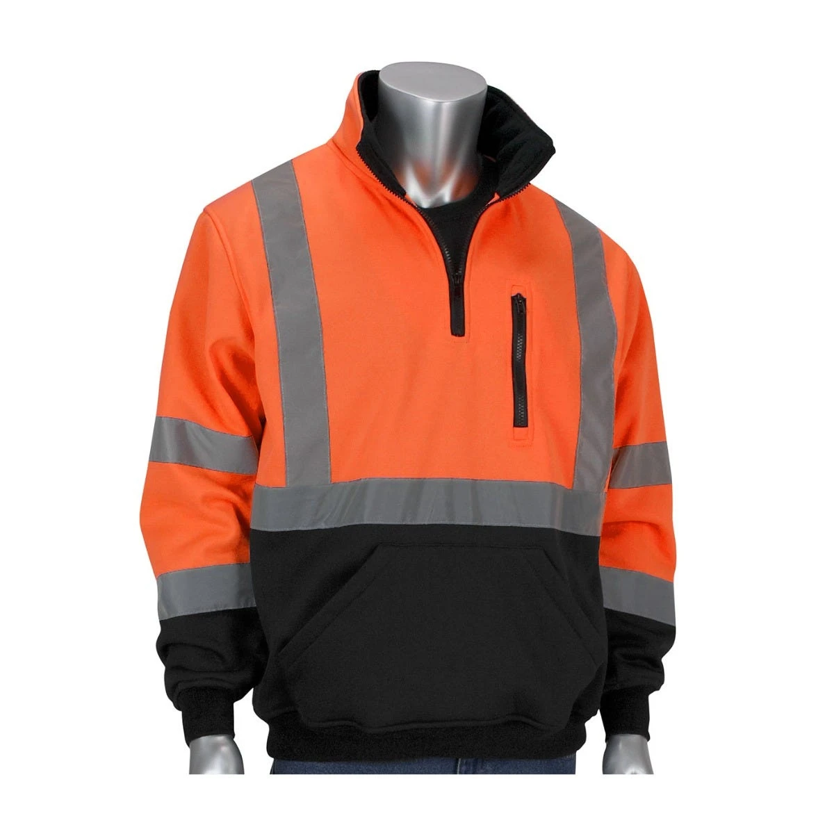 PIP Jackets: Men's 323 1330B OR Hi-Vis Orange ANSI Type R Class 3 Quarter-Zip Pullover Sweatshirt 1 PIP Jackets: Men's 323 1330B OR Hi-Vis Orange ANSI Type R Class 3 Quarter-Zip Pullover Sweatshirt