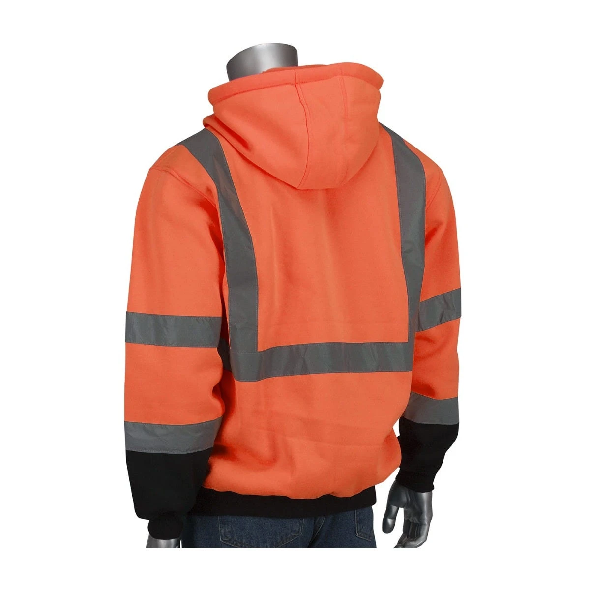 PIP Sweatshirts: Men's 323 1350B OR Hi-Vis Orange ANSI Type R Class 3 Hooded Pullover Sweatshirt 2 PIP Sweatshirts: Men's 323 1350B OR Hi-Vis Orange ANSI Type R Class 3 Hooded Pullover Sweatshirt - Image 2