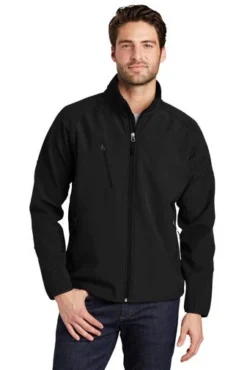 Port Authority Jackets: Men's J705 BLK Black Textured Soft Shell Jacket