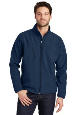 Port Authority Jackets: Men's J705 BLU Insignia Blue Textured Soft Shell Jacket