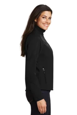 Port Authority Jackets: Women's L705 BLK Black Textured Soft Shell Jacket -Eagle Shop 3505 black 3 l705blackmodelside 337w