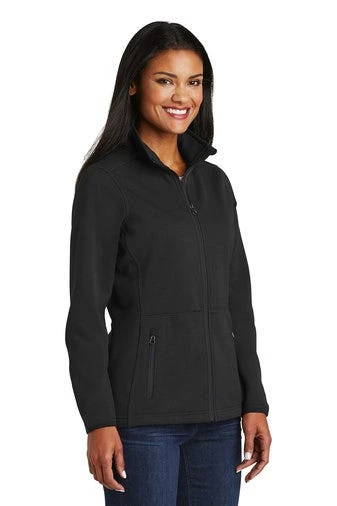 Port Authority Jackets: Women's L222 BLK Black Graphite Pique Fleece Jacket 2 Port Authority Jackets: Women's L222 BLK Black Graphite Pique Fleece Jacket - Image 2