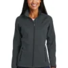 Port Authority Jackets: Women's L222 GPH Ladies Graphite Pique Fleece Jacket