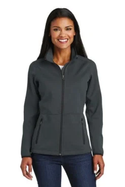 Port Authority Jackets: Women's L222 GPH Ladies Graphite Pique Fleece Jacket