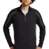 Sport-TeK Sweatshirts: Men's ST851 BCG Black Charcoal Grey Stretch 1/2-Zip Colorblock Pullover