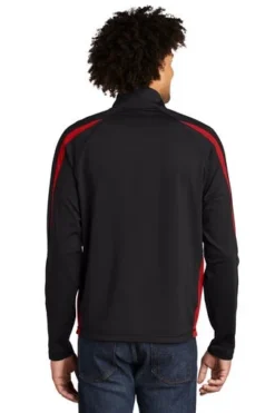 Sport-TeK Sweatshirts: Men's ST851 BTR Black True Red Stretch 1/2-Zip Colorblock Pullover 7 Sport-TeK Sweatshirts: Men's ST851 BTR Black True Red Stretch 1/2-Zip Colorblock Pullover -Eagle Shop 5496 blktrrd 2 st851blktrrdmodelback1 337w