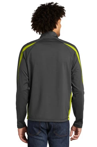 Sport-TeK Sweatshirts: Men's ST851 CGCG Charcoal Grey Charge Green Stretch 1/2-Zip Colorblock Pullover 4 Sport-TeK Sweatshirts: Men's ST851 CGCG Charcoal Grey Charge Green Stretch 1/2-Zip Colorblock Pullover - Image 4