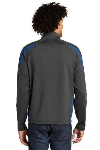 Sport-TeK Sweatshirts: Men's ST851 CGTR Charcoal Grey True Royal Stretch 1/2-Zip Colorblock Pullover 4 Sport-TeK Sweatshirts: Men's ST851 CGTR Charcoal Grey True Royal Stretch 1/2-Zip Colorblock Pullover - Image 4