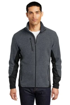 Port Authority Jackets: Men's F227 CHR Charcoal Heather Black R-Tek Pro Fleece Full-Zip Jacket