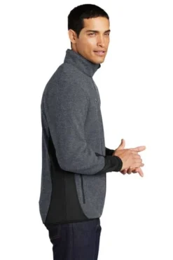 Port Authority Jackets: Men's F227 CHR Charcoal Heather Black R-Tek Pro Fleece Full-Zip Jacket -Eagle Shop 5518 charhtblk 3 f227charhtblkmodelside1 337w