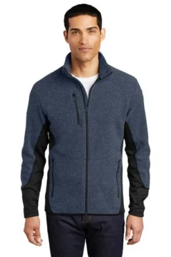Port Authority Jackets: Men's F227 NVY Navy Heather Black R-Tek Pro Fleece Full-Zip Jacket