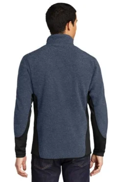 Port Authority Jackets: Men's F227 NVY Navy Heather Black R-Tek Pro Fleece Full-Zip Jacket -Eagle Shop 5518 navyhtblk 2 f227navyhtblkmodelback1 337w