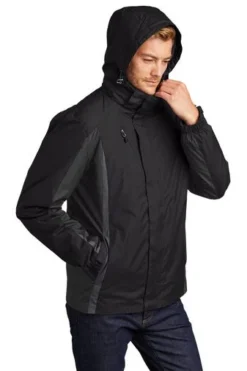 Port Authority Jackets: Men's J321 BBM Black Black Magnet Colorblock 3-in-1 Jacket 11 Port Authority Jackets: Men's J321 BBM Black Black Magnet Colorblock 3-in-1 Jacket -Eagle Shop 5548 bkbkmgnt 5 j321bkbkmgntmodelhood1 337w