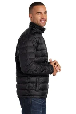 Port Authority Jackets: Men's J323 BLK Black Down Jacket -Eagle Shop 5549 black 3 j323blackmodelside2 337w