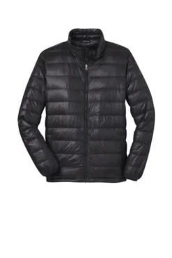 Port Authority Jackets: Men's J323 BLK Black Down Jacket -Eagle Shop 5549 black 5 j323blackflatfront 337w