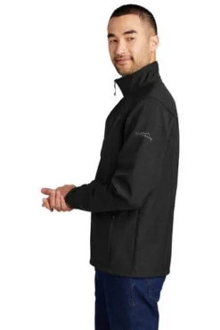 Eddie Bauer Jackets: Men's EB532 BLK Black Shaded Crosshatch Soft Shell Jacket -Eagle Shop 5566 black 3 eb532blackmodelside2 337w