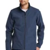 Eddie Bauer Jackets: Men's EB532 BLU Blue Shaded Crosshatch Soft Shell Jacket