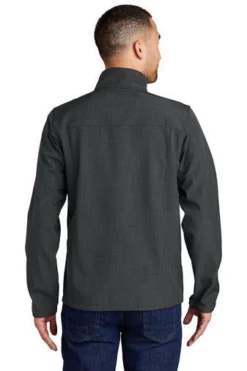 Eddie Bauer Jackets: Men's EB532 GRY Grey Shaded Crosshatch Soft Shell Jacket -Eagle Shop 5566 grey 2 eb532greymodelback2 337w