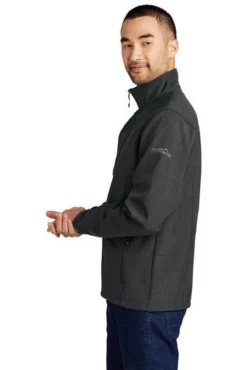 Eddie Bauer Jackets: Men's EB532 GRY Grey Shaded Crosshatch Soft Shell Jacket -Eagle Shop 5566 grey 3 eb532greymodelside2 337w