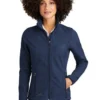 Eddie Bauer Jacket: Women's EB533 BLU Blue Shaded Crosshatch Soft Shell Jacket