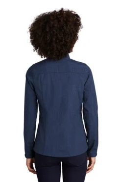 Eddie Bauer Jacket: Women's EB533 BLU Blue Shaded Crosshatch Soft Shell Jacket 8 Eddie Bauer Jacket: Women's EB533 BLU Blue Shaded Crosshatch Soft Shell Jacket -Eagle Shop 5567 blue 2 eb533bluemodelback1 337w