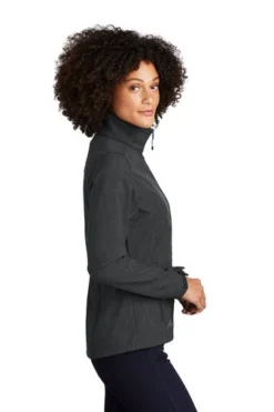 Eddie Bauer Jacket: Women's EB533 BLK Black Shaded Crosshatch Soft Shell Jacket -Eagle Shop 5567 grey 3 eb533greymodelside1 337w