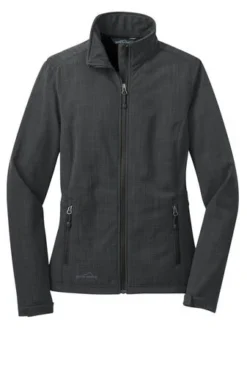 Eddie Bauer Jacket: Women's EB533 GRY Grey Shaded Crosshatch Soft Shell Jacket -Eagle Shop 5567 grey 5 eb533greyflatfront1 337w 1