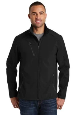 Port Authority Jackets: Men's J324 BLK Black Welded Soft Shell Water Resistant Jacket