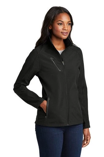 Port Authority Jackets: Women's L324 BLK Black Welded Soft Shell Jacket 2 Port Authority Jackets: Women's L324 BLK Black Welded Soft Shell Jacket - Image 2