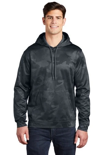 Sport-Teck Sweatshirts: Men's ST240 DSG Dark Smoke Grey Sport-Wick CamoHex Fleece Hooded Pullover 1 Sport-Teck Sweatshirts: Men's ST240 DSG Dark Smoke Grey Sport-Wick CamoHex Fleece Hooded Pullover