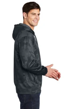 Sport-Teck Sweatshirts: Men's ST240 DSG Dark Smoke Grey Sport-Wick CamoHex Fleece Hooded Pullover 6 Sport-Teck Sweatshirts: Men's ST240 DSG Dark Smoke Grey Sport-Wick CamoHex Fleece Hooded Pullover -Eagle Shop 6647 dksmkgy 3 st240dksmkgymodelside1 337w