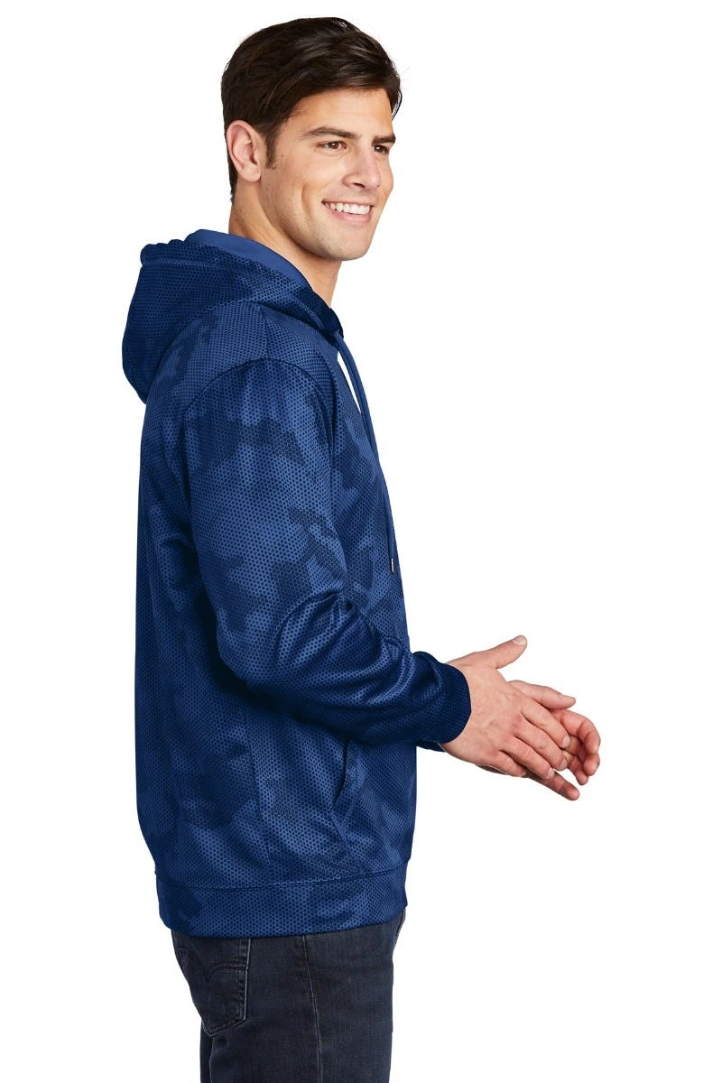Sport-Teck Sweatshirts: Men's ST240 TR True Royal Sport-Wick CamoHex Fleece Hooded Pullover 2 Sport-Teck Sweatshirts: Men's ST240 TR True Royal Sport-Wick CamoHex Fleece Hooded Pullover - Image 2