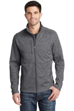 Port Authority Jackets: Men's F231 BLK Black Digi Stripe Fleece Jacket
