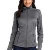 Port Authority Jackets: Women's L231 BLK Black Digi Stripe Fleece Jacket