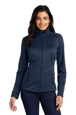 Port Authority Jackets: Women's L231 NVY Navy Digi Stripe Fleece Jacket