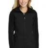 Port Authority Jackets: Women's L335 BLK Black Hooded Core Soft Shell Jacket