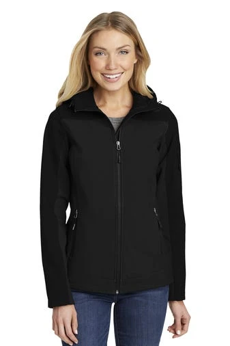 Port Authority Jackets: Women's L335 BLK Black Hooded Core Soft Shell Jacket 1 Port Authority Jackets: Women's L335 BLK Black Hooded Core Soft Shell Jacket