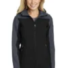 Port Authority Jackets: Women's L335 GRY Black Battleship Grey Hooded Core Soft Shell Jacket